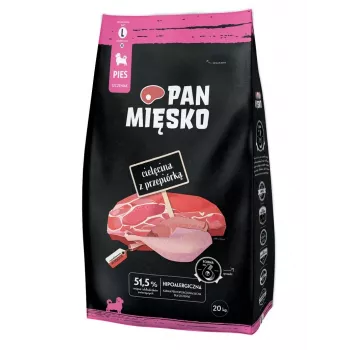 PAN MIĘSKO Vitela com Codorniz (cachorro) Crocante L - Ração seca para cães - 20kg