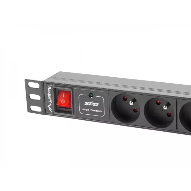 Lanberg PDU-04E04I-0200-BK PDU de rack 1U, 4x tipo E + 4x IEC C13, 16 A, 2 m, preto