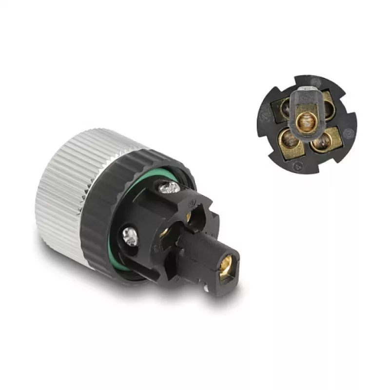 Conector DeLOCK M12 codificação A 5 pinos fêmea ligação por parafuso