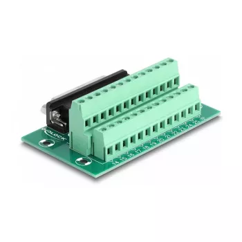 DeLOCK D-Sub 25 pinos fêmea para barra de terminais para calha DIN 51 mm x 86 mm x 30 mm
