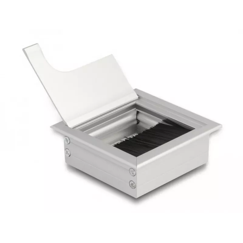 Passagem de cabos DeLOCK para montagem em secretária com escova 80x80x28 mm prateado