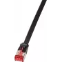 Logilink SlimLine - cabo patch - RJ-45 (M) para RJ-45 (M) - 10 m - U/FTP, PiMF - CAT 6a - plano, sem patilha, moldado - preto (CF2093S)