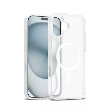 Capa Crong Hybrid Matte Magnetic MagSafe para iPhone 17 – branco translúcido, PC+TPU