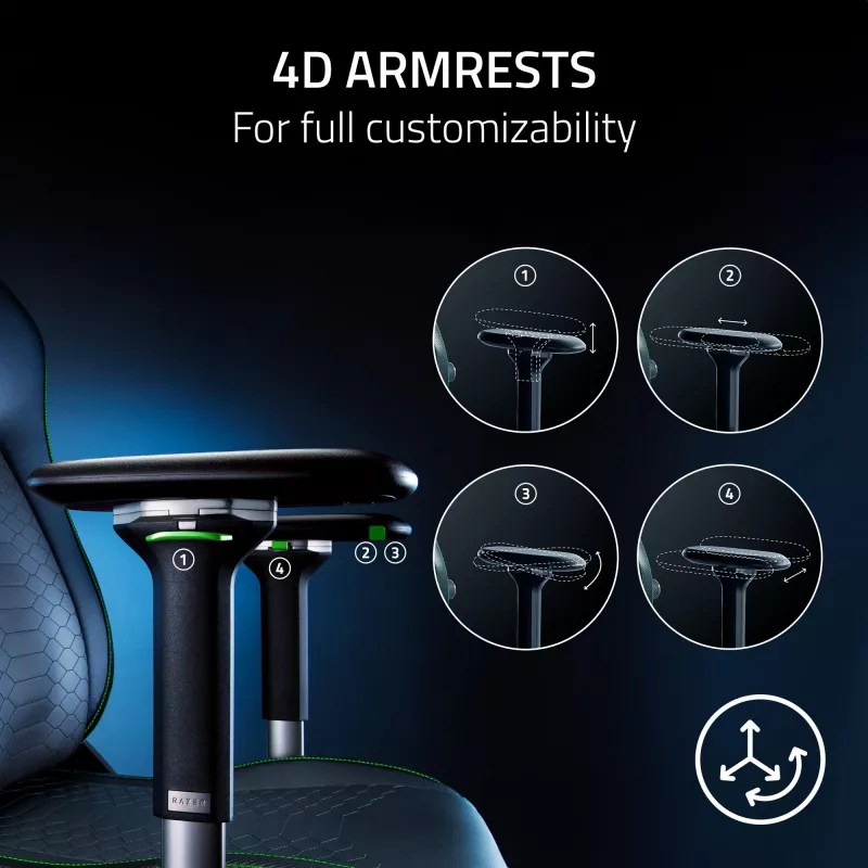 Cadeira gaming Razer Iskur V2 assento acolchoado preto