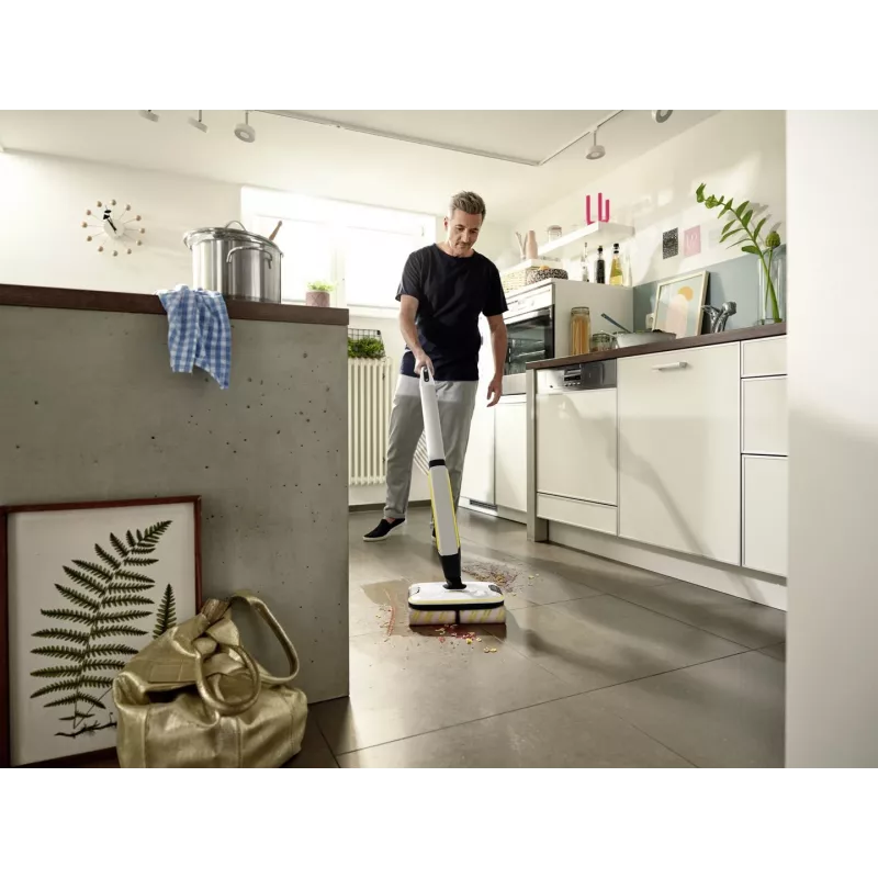 Vassoura elétrica com bateria Kärcher FC 7 CORDLESS húmido sem saco preto, branco, amarelo 2,85 Ah