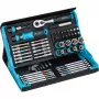 Conjunto de chaves de caixa e bits Hazet 2200SC-32 — 59 peças, catraca reversível 1/4 polegadas, preto/azul