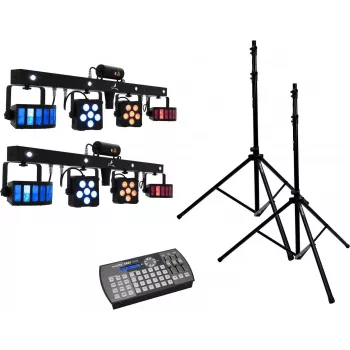 Conjunto de barras laser LED EUROLITE 2x KLS PRO com Easy Show e 2x suportes M-4