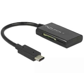 Delock USB 3.1 Gen 1 Leitor de cartões ficha USB Type-C 4 slots - Leitor de cartões - All-in-One (MMC, SD, miniSD, RS-MMC, TransFlash, MMCmobile, microSD, MMCmicro, SDHC, miniSDHC, microSDHC, SDXC, microSDXC, SDHC UHS-I, microSDHC UHS-I)