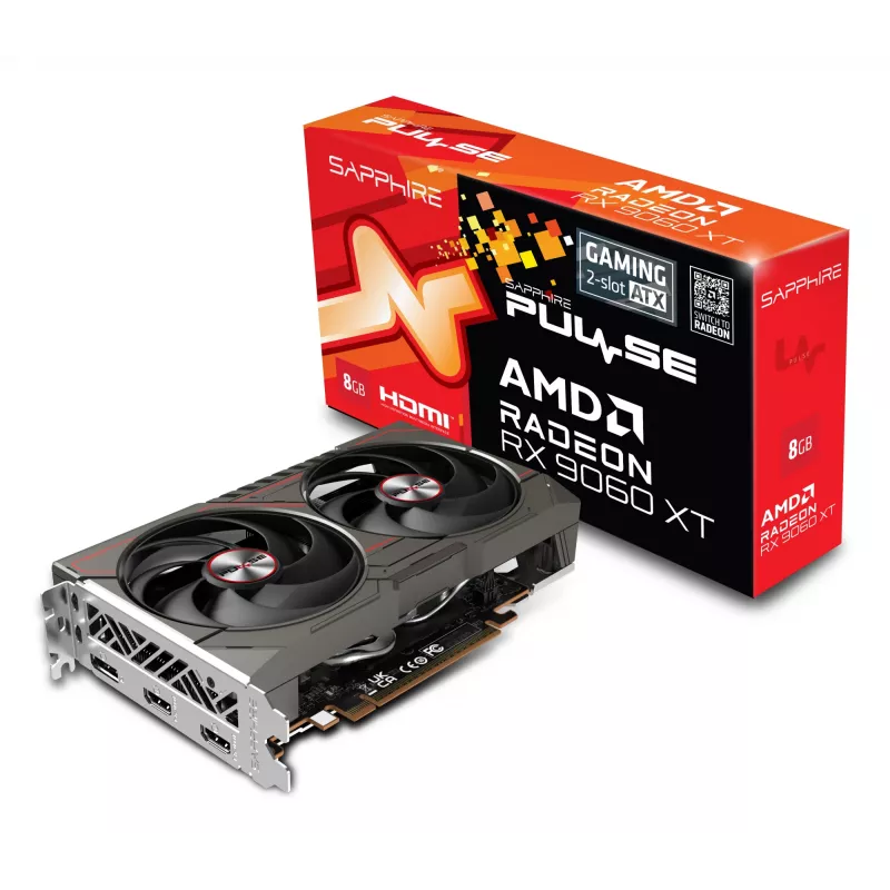 Placa gráfica Sapphire Radeon RX 9060 XT – 8 GB GDDR6, 128 bits, PCIe x16 5.0, refrigeração dual-fan