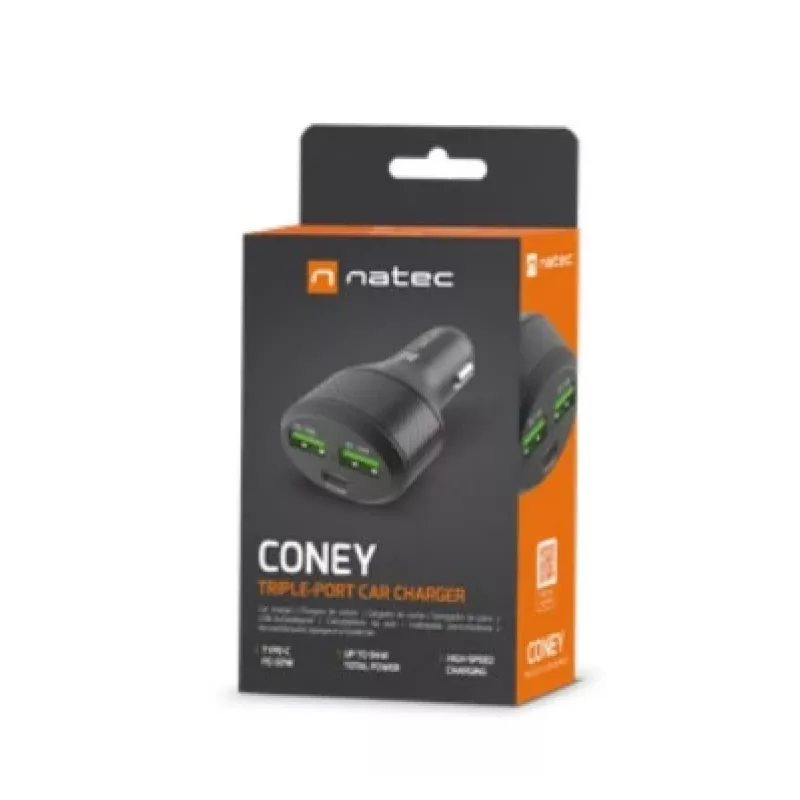 Carregador de automóvel NATEC Coney NUC-1981 carregamento rápido universal 12-24V