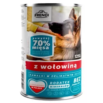 Comida húmida para cães Frendi com pedaços de carne de vaca em molho fino 1250 g