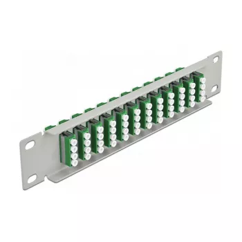 Patch panel de fibra ótica DeLOCK 10 polegadas 12 portas LC quad verde 1U cinzento
