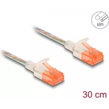 Cabo de rede DeLOCK RJ45 Cat.6A U/UTP fino 0,3 m transparente
