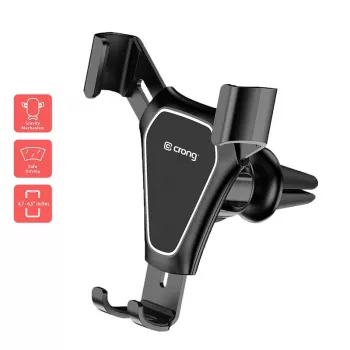 Suporte para automóvel Crong CRG-CH4-BLK para smartphones — design compacto ajustável