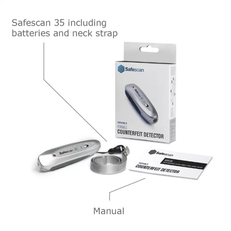 Safescan 35 detetor portátil de notas falsas, UV / magnético / fio de segurança