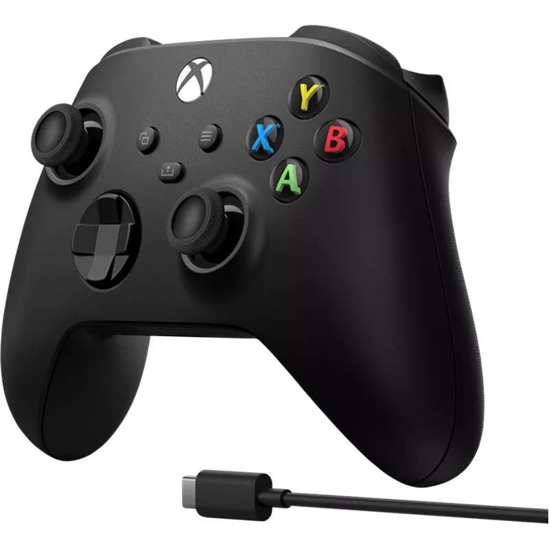 Comando sem fios Microsoft Xbox + cabo USB-C preto gamepad analógico / digital PC, Xbox One, Xbox One S, Xbox One X, Xbox Series S, Xbox Series X