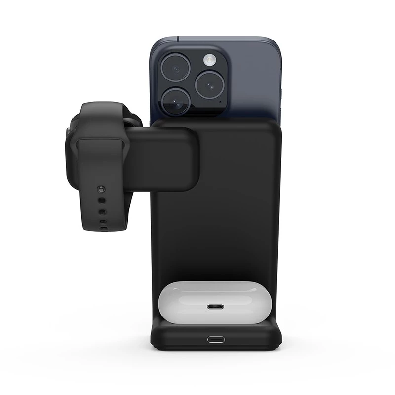 Carregador de interior Crong CRG-MSPS-BLK para smartwatch preto Lightning USB sem fios