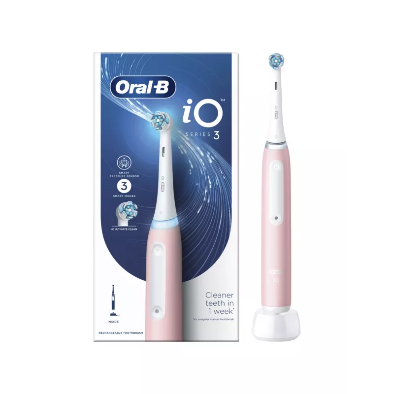 Escova de dentes elétrica Oral-B iO3 Série recarregável para adultos número de cabeças incluídas 1 rosa blush número de modos de escovagem 3