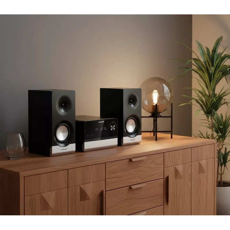 Micro-sistema de áudio doméstico BLAUPUNKT MS40.2BT — 2×50 W RMS, Bluetooth, CD, USB, HDMI ARC, entrada ótica, indicador LED (preto)