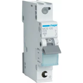 Hager MCS120 Disjuntor tipo C 1 polo 1 unidade de divisão (MCS120)
