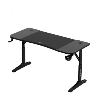 Secretária gaming huzaro Hero 3.6 — retangular 1400×600 mm, altura ajustável 560–790 mm, preto, pernas em H, tampo de 15 mm