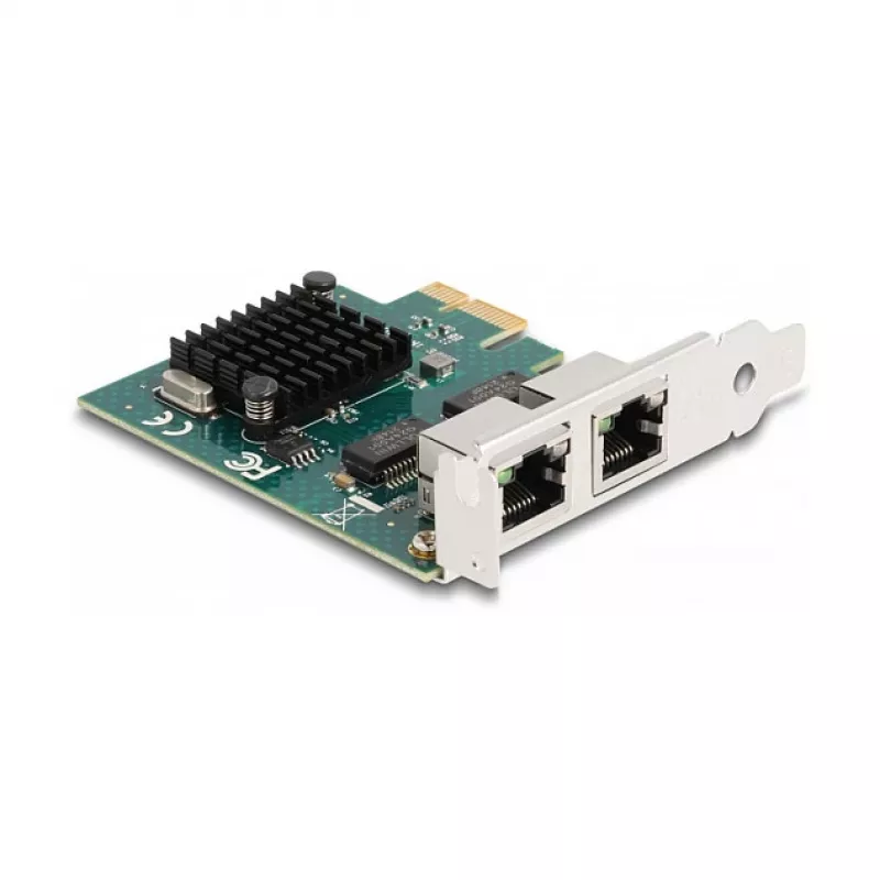 Placa DeLOCK PCI Express x1 2 x RJ45 Gigabit LAN BCM cinzento