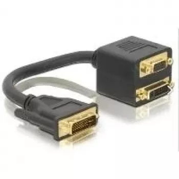 Adaptador DVI DeLOCK 65052 ficha DVI29 para DVI29 + conector fêmea VGA 0,2 m