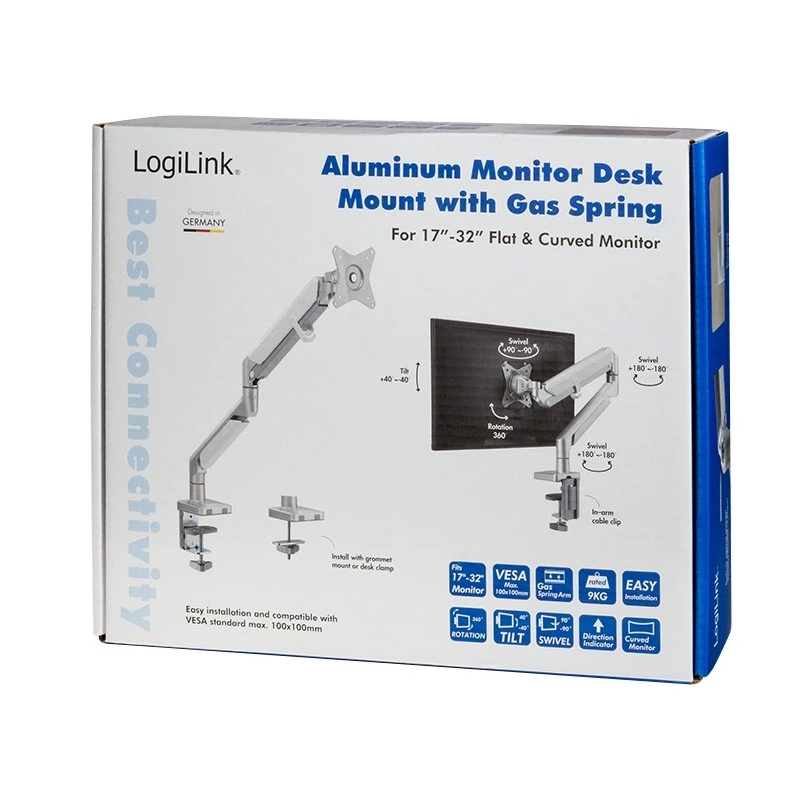 Suporte de monitor LogiLink BP0086 81,3 cm (32 polegadas) de secretária prateado
