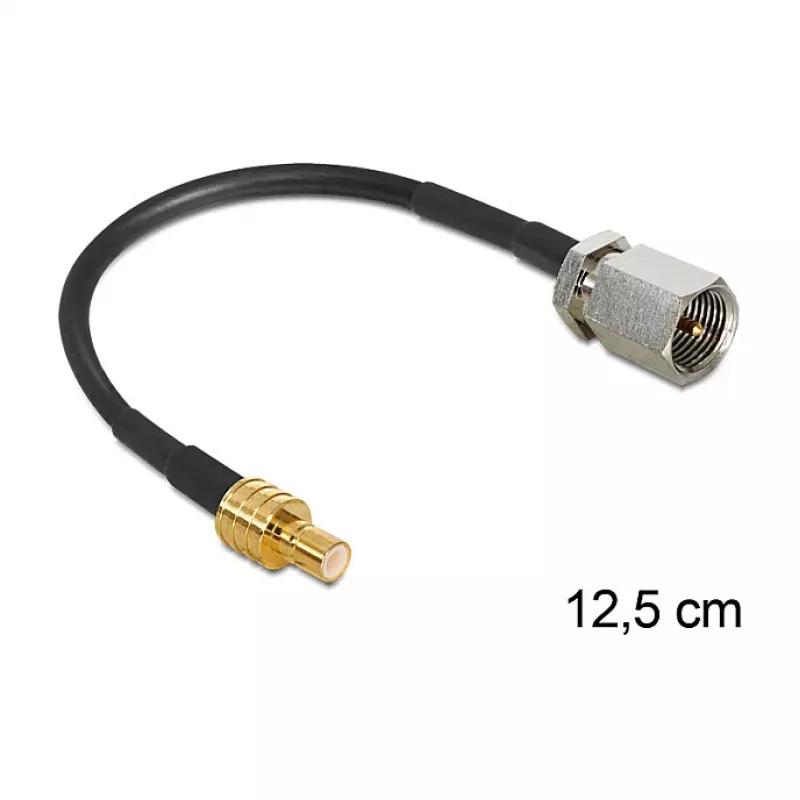 Cabo coaxial DeLOCK 88473 0,125m FME SMB dourado preto