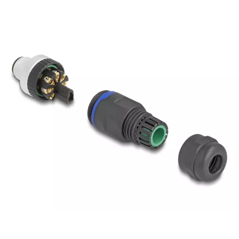 Conector M12 DeLOCK codificação A 8 pinos ficha ligação por parafuso