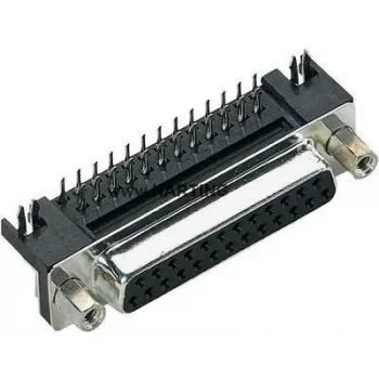Conector D-Sub Harting 09 68 463 5812 37 polos soldar, em ângulo reto