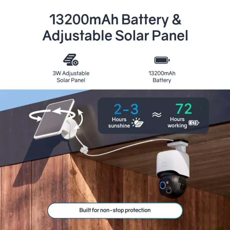 Safemo ST1 SolarCam vídeo 4K UHD, zoom 8x, visão 132°, visão noturna, Wi-Fi 2,4 GHz, solar 3W, branco