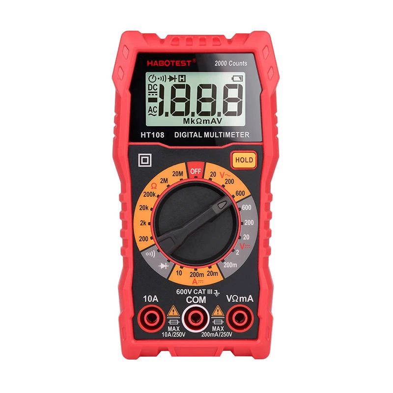Multímetro Habotest HT108L – DC até 600 V, AC até 600 V, escala de 10 A