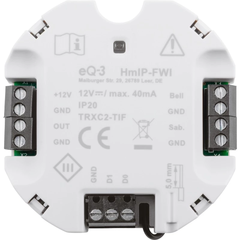 Homematic IP HMIP-FWI recetor smart home 868 MHz com fios branco