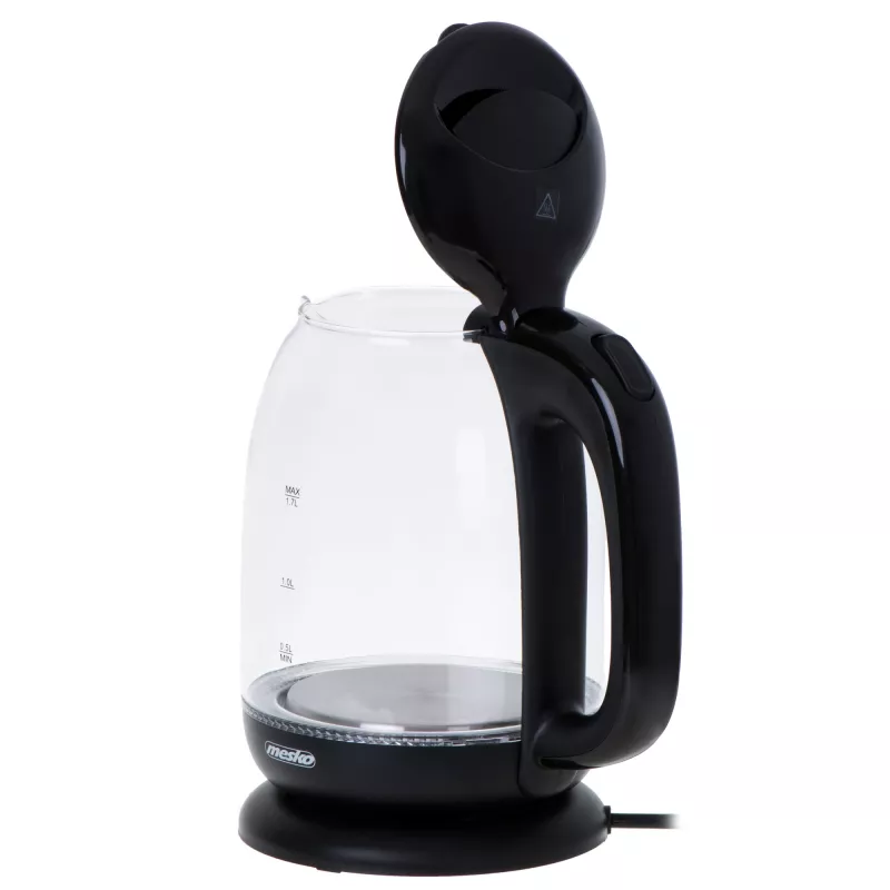 Mesko | Chaleira elétrica | MS 1302b | Elétrica | 2200 W | 1,7 L | Vidro | Base rotativa 360° | Preta