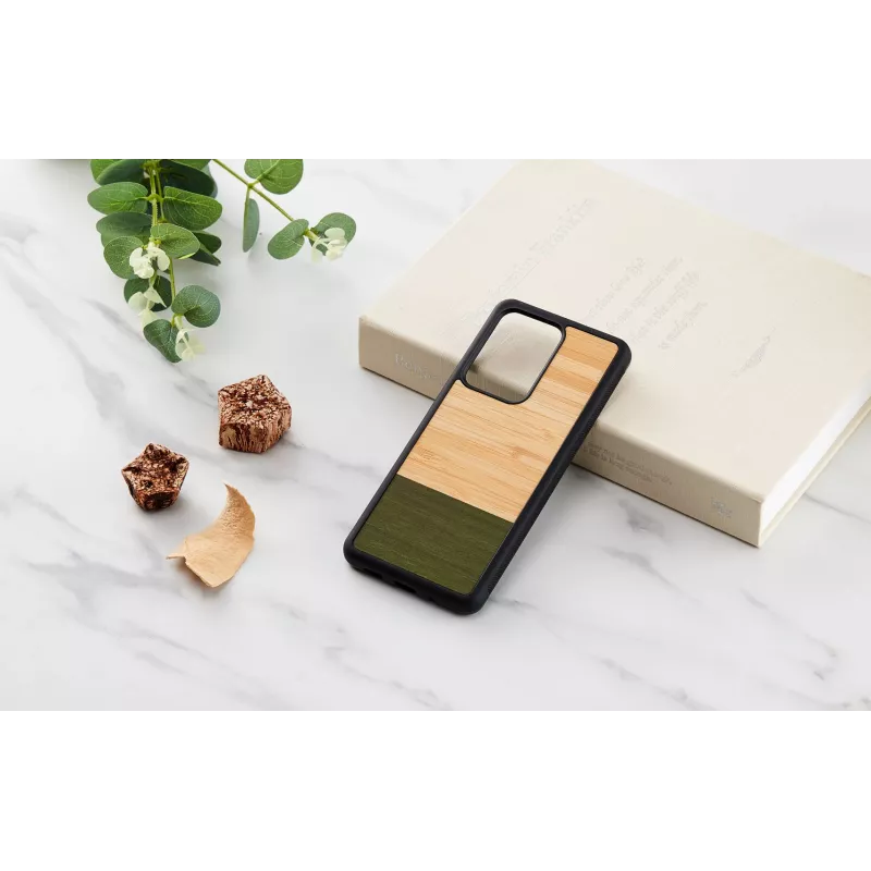Capa para telemóvel Man and Wood Galaxy S20 Ultra bambu preto — parte traseira protetora, aplicação natural de bambu