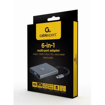 Dock/replicador de portas para portátil Gembird a-CM-COMBO6-01 USB 3.2 Gen 1 (3.1 polegadas)