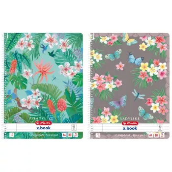 Bloco de espiral Herlitz A4 Ladylike 80 folhas pautado com margem motivos variados