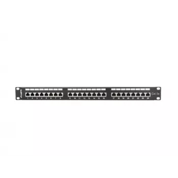 Patch panel 1U LANBERG PPS5-1024-B — 24 portas RJ-45 Cat5, metal, preto, montagem em rack