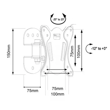 Suporte de parede para TV MACLEAN MC-415 para ecrãs de 13–32 polegadas, VESA 100×100, capacidade de carga 30 kg