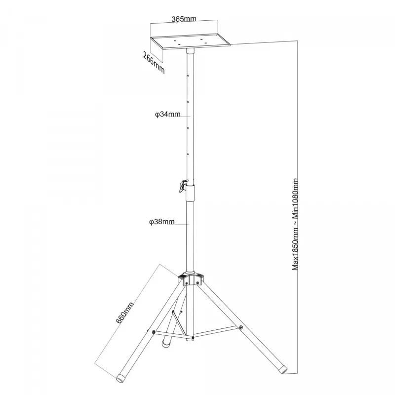 Suporte de teto para projetor MACLEAN MC-953 — aço, altura ajustável 1,2–1,7 m