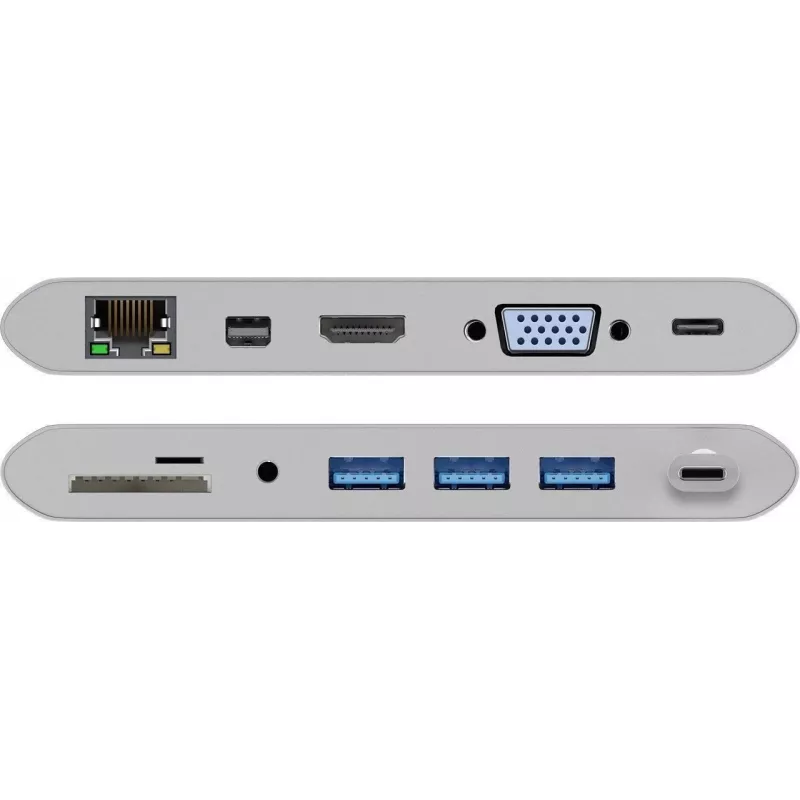 Adaptador multiportas Goobay USB-C™ - All in 1 - alumínio - prateado (62113)