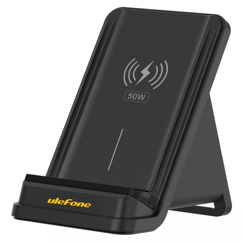 Carregador de smartphone de interior UleFone WCS01 – 50 W USB Type-C, carregamento rápido sem fios, preto
