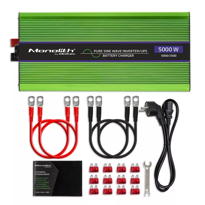 Adaptador/inversor de alimentação para automóvel Qoltec Monolith 5000 W verde