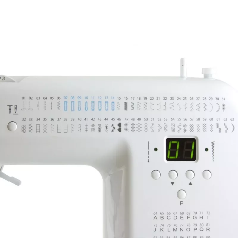 Máquina de costura doméstica mecânica lucznik Malwina 2070 — 63 pontos, largura de ponto 7 mm, 99 programas, casa de botão automática, braço livre