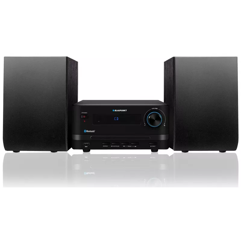 Micro-sistema de áudio doméstico BLAUPUNKT MS14BT — leitor de CD/MP3, Bluetooth, USB, FM RDS, 15 W RMS, preto