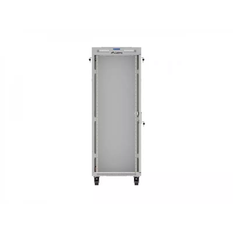 Armário rack de chão LANBERG 19 polegadas 32U 600×600 mm cinzento com portas perfuradas e LCD (embalagem plana)