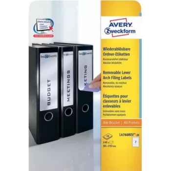 Avery L4760REV-20 - branco - retângulo arredondado - 38 x 192 mm - A4 - fichário de anéis - papel (L4760REV-20)