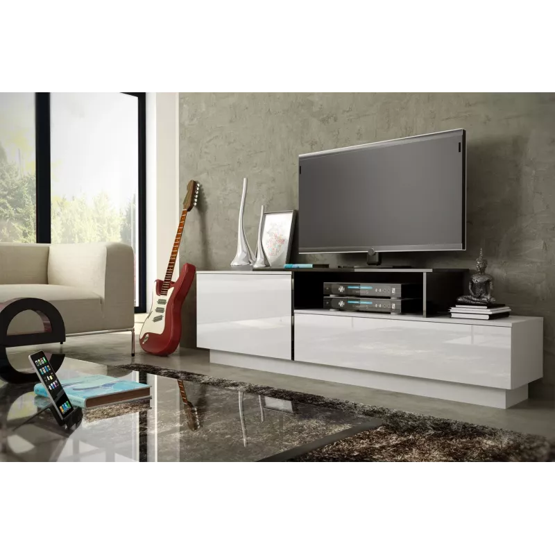 Móvel de TV Cama SIGMA 3 180 branco/branco brilhante + preto