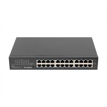 Switch não gerido LANBERG RSGE-24 — 24× Gigabit Ethernet 1U, montagem em rack, preto